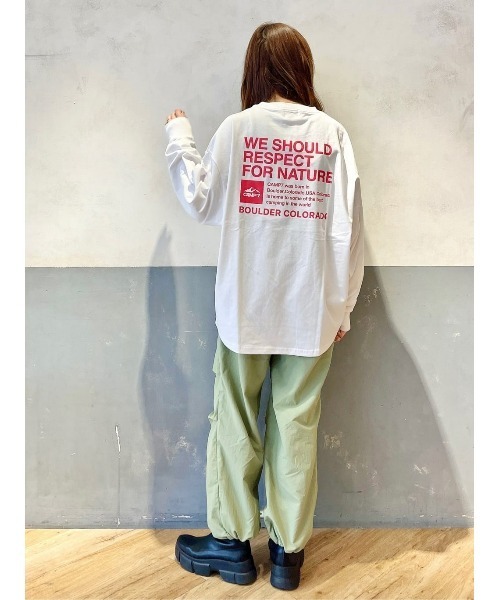 CAMP7（キャンプセブン）の「【CAMP7】バックロゴプリントロンＴ（Tシャツ/カットソー・レディース・ホワイト/ブラック/ライラック・M/L）」の22枚目の写真