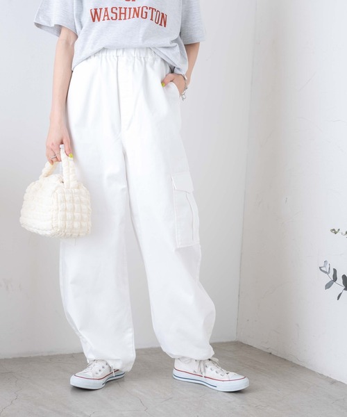 WEGO(ウィゴー)の「WEGO/イージーワイドカーゴパンツ(カーゴパンツ・レディース・その他1/ホワイト/ブラック/カーキ・FREE)」の2枚目の写真