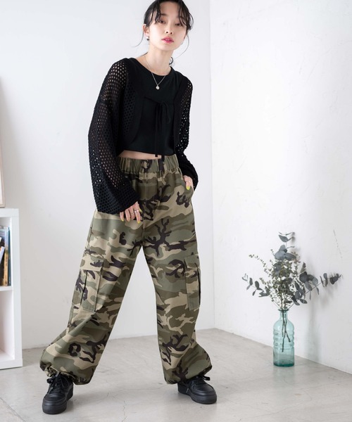 WEGO(ウィゴー)の「WEGO/イージーワイドカーゴパンツ(カーゴパンツ・レディース・その他1/ホワイト/ブラック/カーキ・FREE)」の8枚目の写真