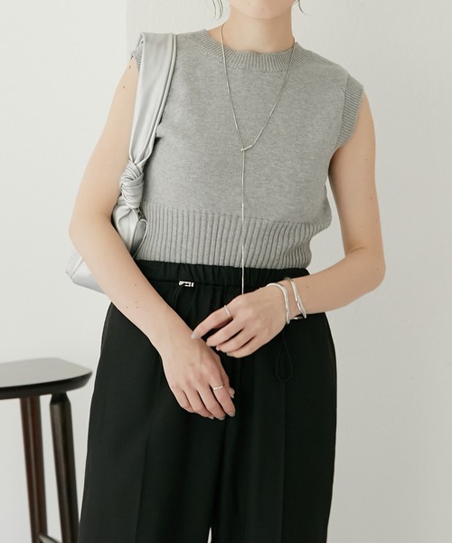 COLLAGE GALLARDAGALANTE（コラージュガリャルダガランテ）の「スリットヘム2WAYニット（ニット/セーター・レディース・チャコールグレー/ライトグレー・FREE）」の13枚目の写真