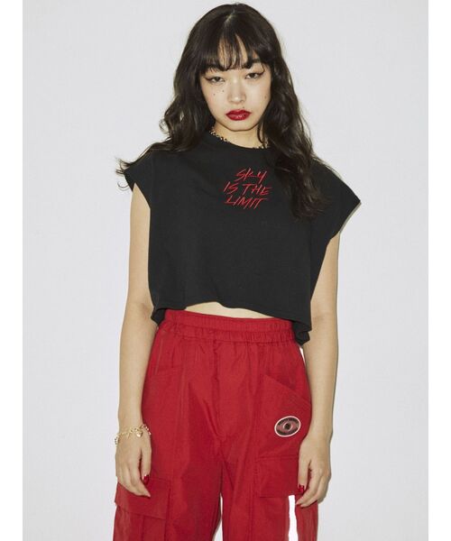 jouetie（ジュエティ）の「ロゴクロップドタンクトップ（タンクトップ・レディース・ブラック/オフホワイト/ブルー・MEDIUM）」の3枚目の写真