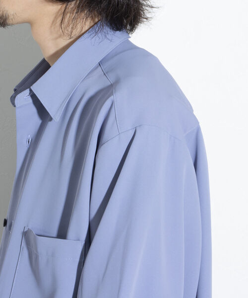 GLOSTER（グロスター）の「【GLOSTER/グロスター】ドレープシャツ ボリューム袖 オーバーサイズシャツ レギュラーカラー（シャツ/ブラウス・メンズ・ライトグレー/チャコールグレー/ライトブルー・L/M/S）」の7枚目の写真