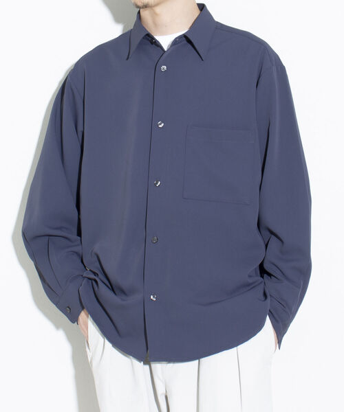 GLOSTER（グロスター）の「【GLOSTER/グロスター】ドレープシャツ ボリューム袖 オーバーサイズシャツ レギュラーカラー（シャツ/ブラウス・メンズ・ライトグレー/チャコールグレー/ライトブルー・L/M/S）」の14枚目の写真