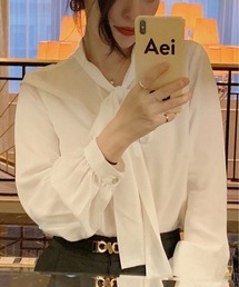 デザインフレンチシフォンシャツ