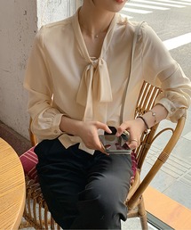 デザインフレンチシフォンシャツ