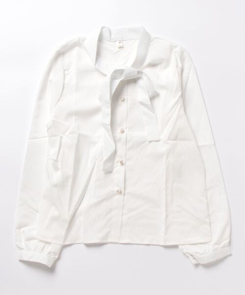 LOPASS(ロパス)の「デザインフレンチシフォンシャツ(シャツ/ブラウス・レディース・アイボリー/ブラック/ホワイト・S/M)」の7枚目の写真