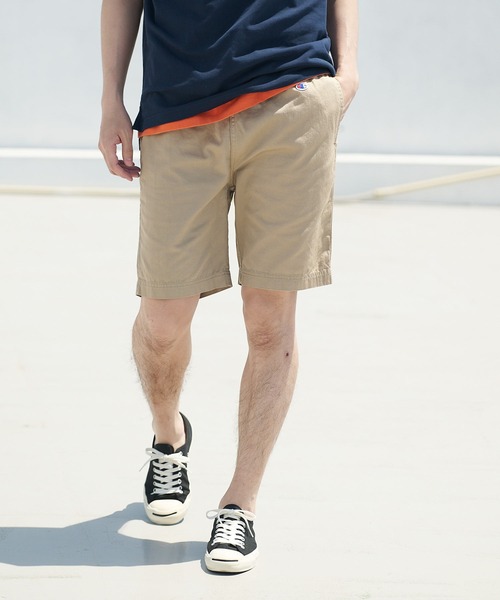 Champion(チャンピオン)の「【CHAMPION/チャンピオン】ツイルショートパンツ ワンポイントブランドロゴ ショーツ コットン100%(その他パンツ・メンズ・カーキ/ベージュ/ブラック/オフホワイト/ネイビー・LARGE/X-LARGE/MEDIUM)」の3枚目の写真