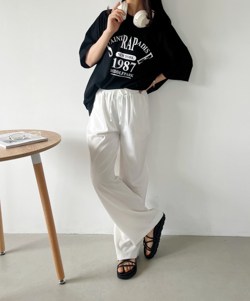 CLEA(クレア)の「サテンロングイージーパンツ(その他パンツ・レディース・ベージュ/ホワイト/ピンク/ブラック・FREE)」の9枚目の写真