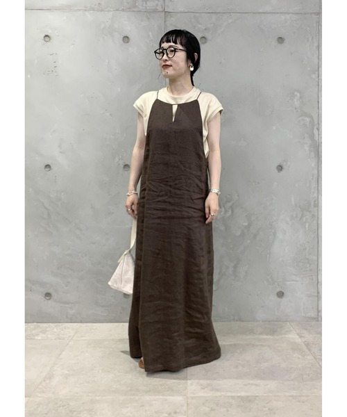 SALON adam et rope'(サロン アダム エ ロペ)の「【洗える】ノルマンディリネンキャミワンピース/麻(ワンピース・レディース・グレー系その他/ピンク/ダークブラウン・FREE)」の5枚目の写真