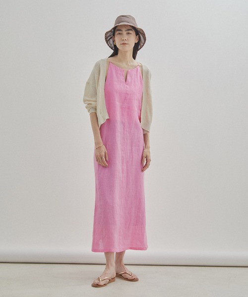 SALON adam et rope'(サロン アダム エ ロペ)の「【洗える】ノルマンディリネンキャミワンピース/麻(ワンピース・レディース・グレー系その他/ピンク/ダークブラウン・FREE)」の12枚目の写真
