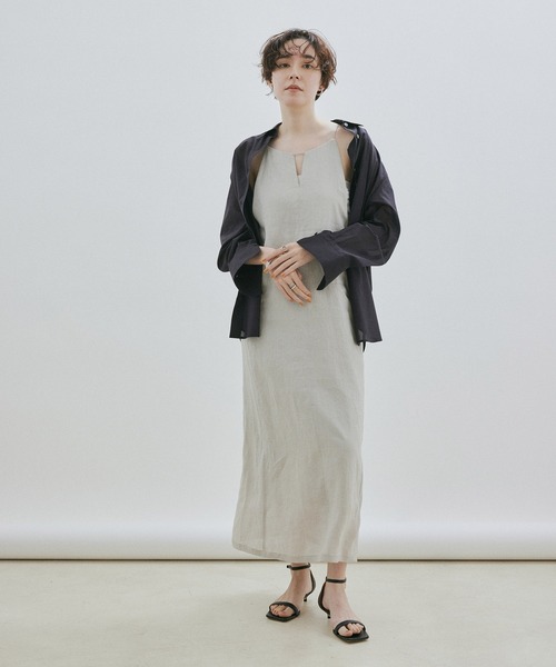 SALON adam et rope'(サロン アダム エ ロペ)の「【洗える】ノルマンディリネンキャミワンピース/麻(ワンピース・レディース・グレー系その他/ピンク/ダークブラウン・FREE)」の14枚目の写真