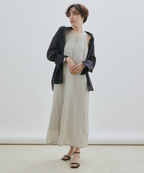 SALON adam et rope'(サロン アダム エ ロペ)の「【洗える】ノルマンディリネンキャミワンピース/麻(ワンピース・レディース・グレー系その他/ピンク/ダークブラウン・FREE)」の21枚目の写真