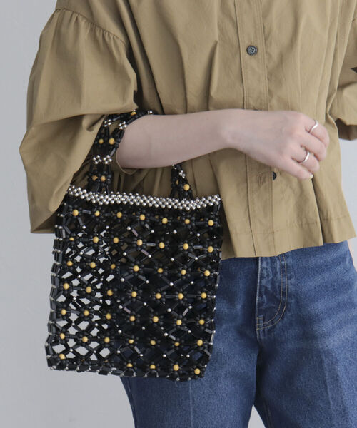 Casselini(キャセリーニ)の「【CASSELINI/キャセリーニ】花モチーフビーズハンドバッグ(トートバッグ・レディース・ブラック/クリア・FREE)」の5枚目の写真