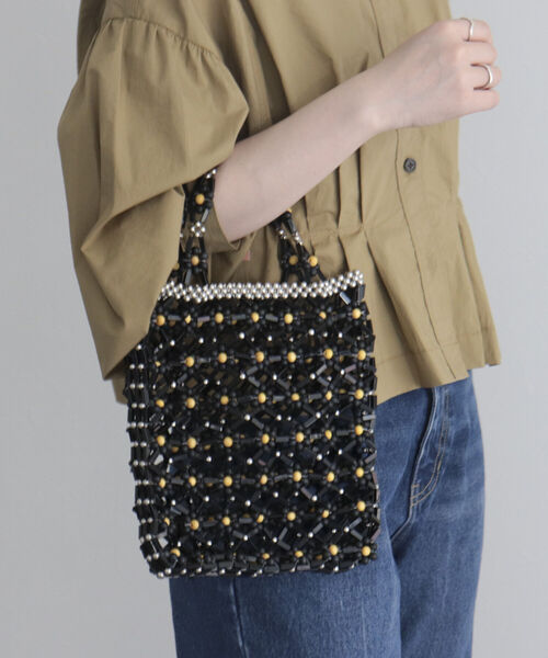 Casselini(キャセリーニ)の「【CASSELINI/キャセリーニ】花モチーフビーズハンドバッグ(トートバッグ・レディース・ブラック/クリア・FREE)」の6枚目の写真