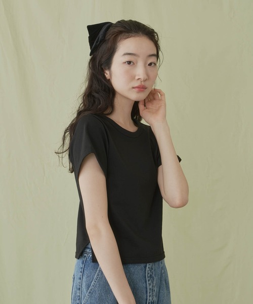 黒 半袖 Tシャツ シンプル デザインDEUX MI ドゥミ 2color 】M LOGO スキッパーショート半袖Tシャツ ／ M LOGO