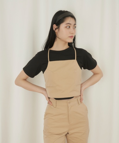 GIUNON(ジウノン)の「2way mini t-shits / 2wayミニTシャツ(Tシャツ/カットソー・レディース・ホワイト/ブラウン/ピンク/ブラック・FREE)」の6枚目の写真
