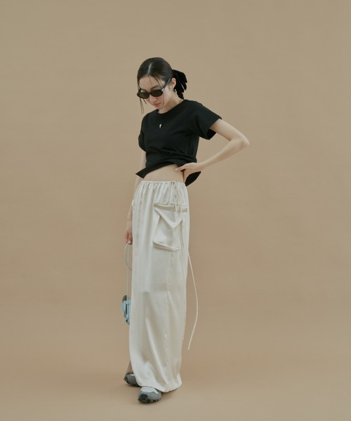 GIUNON(ジウノン)の「2way mini t-shits / 2wayミニTシャツ(Tシャツ/カットソー・レディース・ホワイト/ブラウン/ピンク/ブラック・FREE)」の21枚目の写真
