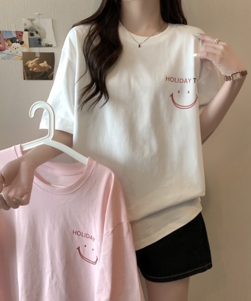 Achic（アシック）の「英文字ロゴオーバーサイズ半袖Tシャツ（Tシャツ/カットソー・レディース・ホワイト/ピンク・M）」の20枚目の写真