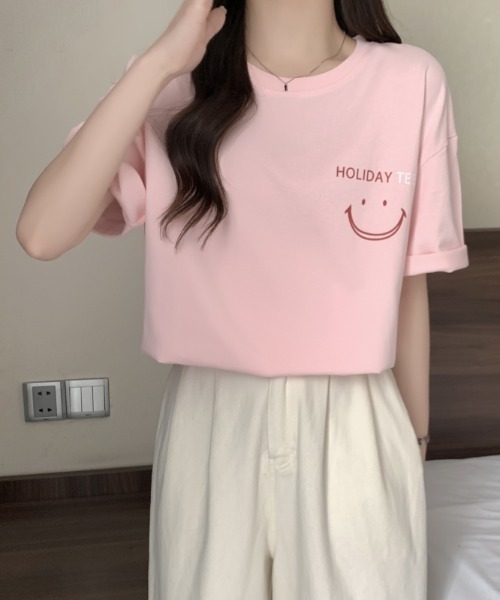 Achic（アシック）の「英文字ロゴオーバーサイズ半袖Tシャツ（Tシャツ/カットソー・レディース・ホワイト/ピンク・M）」の21枚目の写真