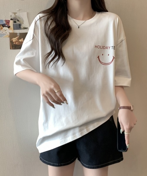 Achic（アシック）の「英文字ロゴオーバーサイズ半袖Tシャツ（Tシャツ/カットソー・レディース・ホワイト/ピンク・M）」の11枚目の写真