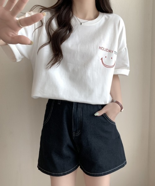 Achic（アシック）の「英文字ロゴオーバーサイズ半袖Tシャツ（Tシャツ/カットソー・レディース・ホワイト/ピンク・M）」の16枚目の写真