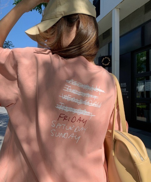 Achic（アシック）の「英文字ロゴオーバーサイズ半袖Tシャツ（Tシャツ/カットソー・レディース・ホワイト/ピンク・M）」の14枚目の写真
