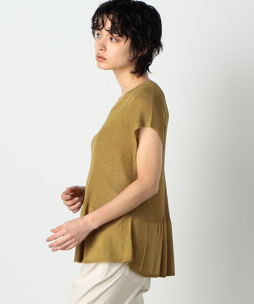 COMME CA ISM(コムサイズム)の「シアーペプラムニット(ニット/セーター・レディース・ライトグレー/ホワイト/オリーブ・MEDIUM/LARGE)」の12枚目の写真