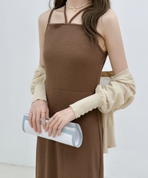 ECLIN | バックスリットIラインダブルストラップリブキャミワンピ―ス(ワンピース)