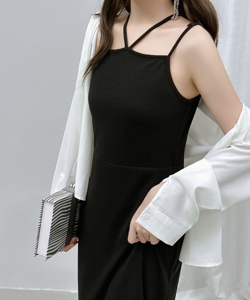 ECLIN(エクラン)の「バックスリットIラインダブルストラップリブキャミワンピ―ス(ワンピース・レディース・ブラウン/グレー/ブラック/ベージュ・M/L)」の22枚目の写真