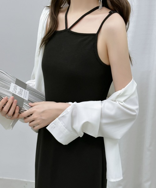 ECLIN(エクラン)の「バックスリットIラインダブルストラップリブキャミワンピ―ス(ワンピース・レディース・ブラウン/グレー/ブラック/ベージュ・M/L)」の17枚目の写真