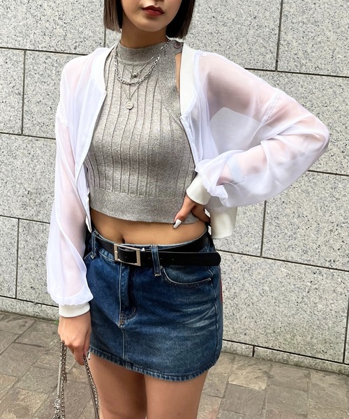 Ariaアリア　mallow blue シアーブルゾン　新品未使用 セール】 シアーナイロンブルゾン≪手洗い可能≫ （テーラード