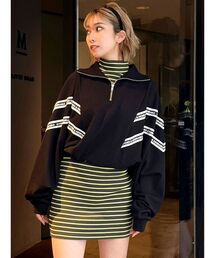 2LINE LOGOテープハーフZIP TOPS