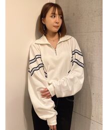 2LINE LOGOテープハーフZIP TOPS