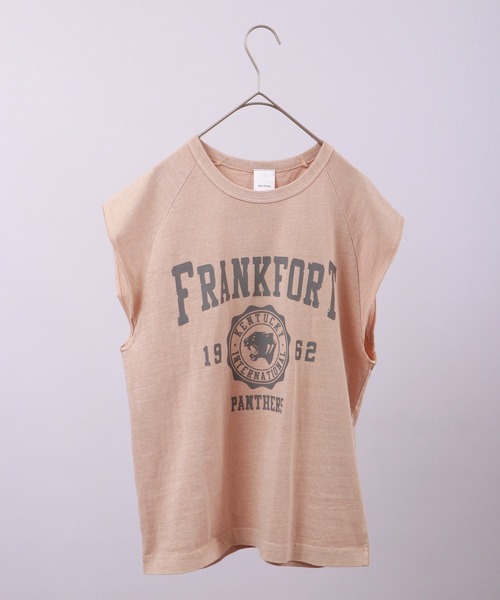 spiritoso(スピリトーゾ)の「spiritoso FRANKFORTノースリーブプリントTシャツ(Tシャツ/カットソー・レディース・ネイビー/グレイッシュベージュ/チャコール/ホワイト系/グリーン系/ベビーピンク/アイボリー/サックスブルー・F/FREE)」の8枚目の写真