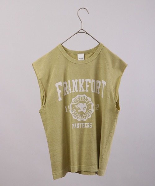 spiritoso(スピリトーゾ)の「spiritoso FRANKFORTノースリーブプリントTシャツ(Tシャツ/カットソー・レディース・ネイビー/グレイッシュベージュ/チャコール/ホワイト系/グリーン系/ベビーピンク/アイボリー/サックスブルー・F/FREE)」の11枚目の写真