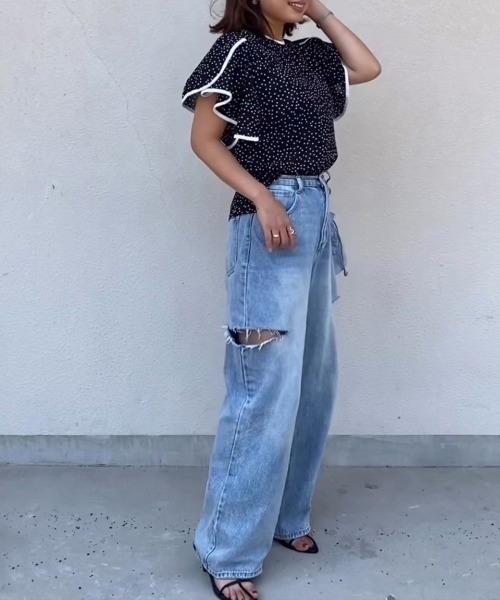 La-gemme（ラジェム）の「ラッフルフリルブラウス（シャツ/ブラウス・レディース・ブラック/ホワイト/ホワイト系その他/ブルー/ブラック系その他・フリー）」の7枚目の写真