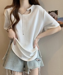 チェーン付きクルーネック半袖Tシャツ