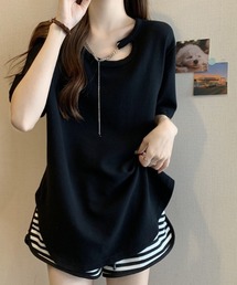 チェーン付きクルーネック半袖Tシャツ