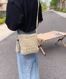 編み タッセル付 ポシェット