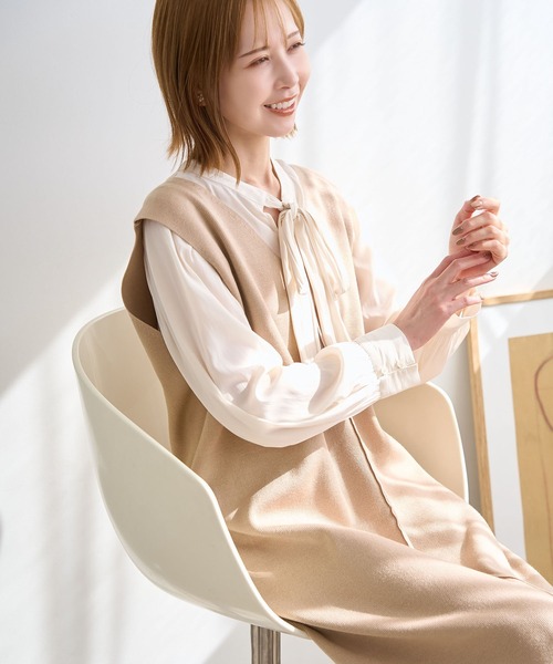 ROPE' PICNIC（ロペピクニック）の「アンチピリングニットジャンパースカート（ジャンパースカート・レディース・ベージュ/ブラック/ホワイト系その他7/ブルー系その他4/チャコールグレー・38/40）」の5枚目の写真