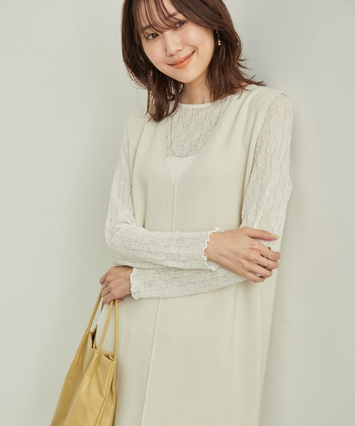 ROPE' PICNIC（ロペピクニック）の「アンチピリングニットジャンパースカート（ジャンパースカート・レディース・ベージュ/ブラック/ホワイト系その他7/ブルー系その他4/チャコールグレー・38/40）」の7枚目の写真