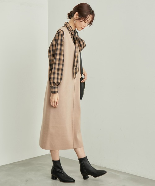 ROPE' PICNIC（ロペピクニック）の「アンチピリングニットジャンパースカート（ジャンパースカート・レディース・ベージュ/ブラック/ホワイト系その他7/ブルー系その他4/チャコールグレー・38/40）」の9枚目の写真