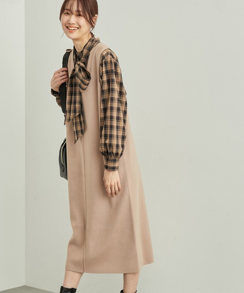 ROPE' PICNIC（ロペピクニック）の「アンチピリングニットジャンパースカート（ジャンパースカート・レディース・ベージュ/ブラック/ホワイト系その他7/ブルー系その他4/チャコールグレー・38/40）」の11枚目の写真