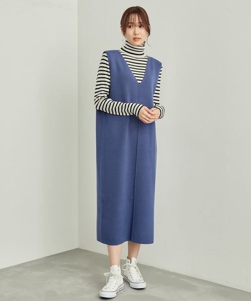 ROPE' PICNIC（ロペピクニック）の「アンチピリングニットジャンパースカート（ジャンパースカート・レディース・ベージュ/ブラック/ホワイト系その他7/ブルー系その他4/チャコールグレー・38/40）」の14枚目の写真