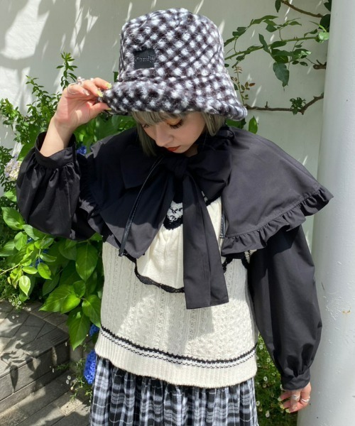 Candy Stripper(キャンディストリッパー)の「CANDY GINGHAM FUR ハット(ハット・レディース・ブラック/ピンク・FREE)」の11枚目の写真