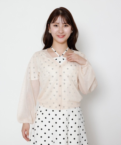 WILLSELECTION(ウィルセレクション)の「シアーVネック袖ボリュームカーディガン(カーディガン/ボレロ・レディース・ブラック/オフホワイト/ピンク/ベージュ・MEDIUM)」の3枚目の写真