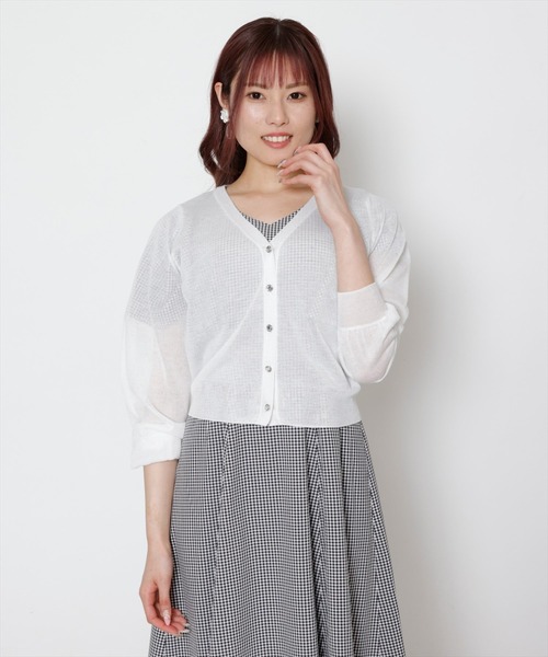 WILLSELECTION(ウィルセレクション)の「シアーVネック袖ボリュームカーディガン(カーディガン/ボレロ・レディース・ブラック/オフホワイト/ピンク/ベージュ・MEDIUM)」の6枚目の写真