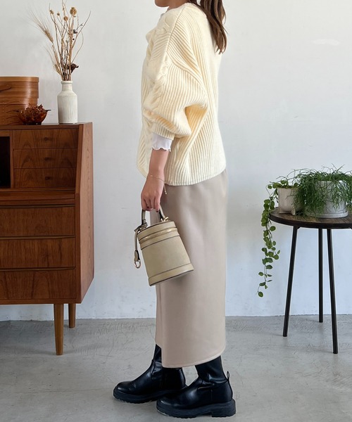 un dix cors（アンディコール）の「フェイクレザージャージスカート（スカート・レディース・イエロー/ベージュ/ブラック・FREE）」の20枚目の写真