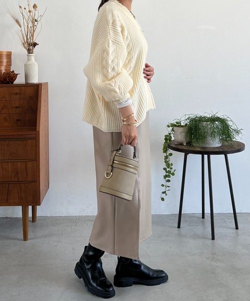 un dix cors（アンディコール）の「フェイクレザージャージスカート（スカート・レディース・イエロー/ベージュ/ブラック・FREE）」の22枚目の写真