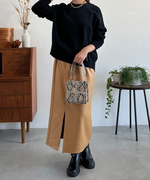 un dix cors（アンディコール）の「フェイクレザージャージスカート（スカート・レディース・イエロー/ベージュ/ブラック・FREE）」の12枚目の写真